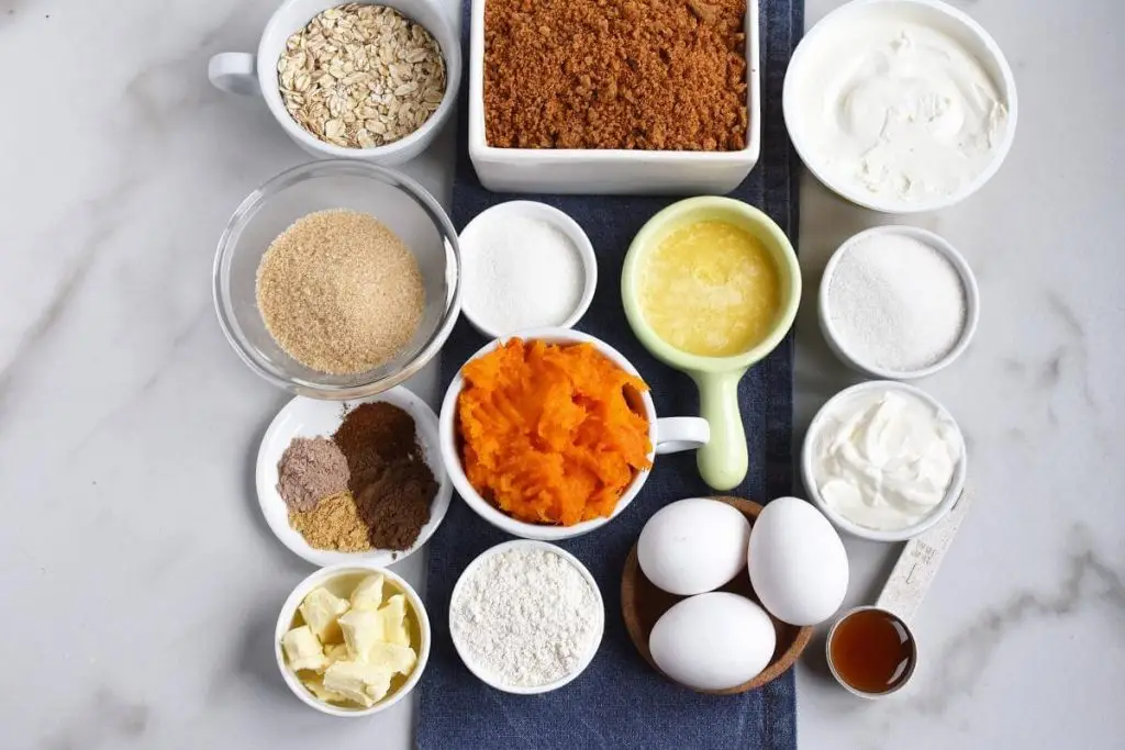 Ingredients for Pumpkin Streusel Bars