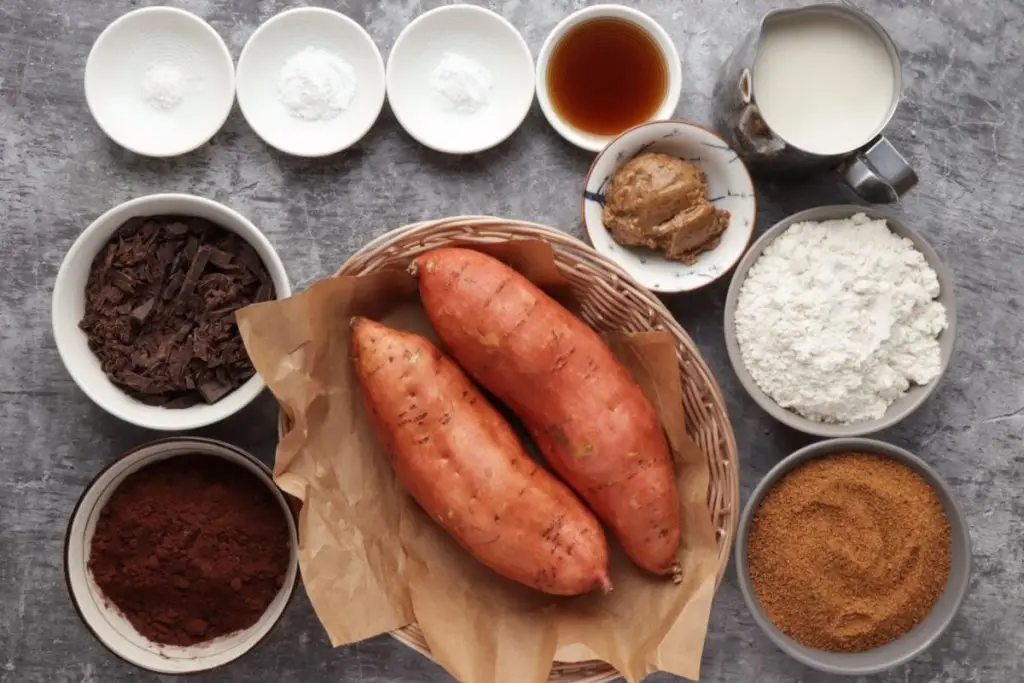 Ingredients for Sweet Potato Chocolate Cake