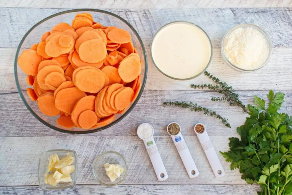 Sweet Potato Gratin recipe-Sweet Potatoes au Gratin Recipe-Sweet Potato Parmesan Gratin