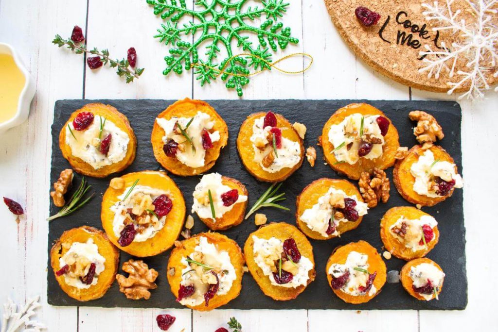Sweet Potato Rounds with Herbed Ricotta-Sweet Potato Rounds with Ricotta, Walnuts, Cranberries
