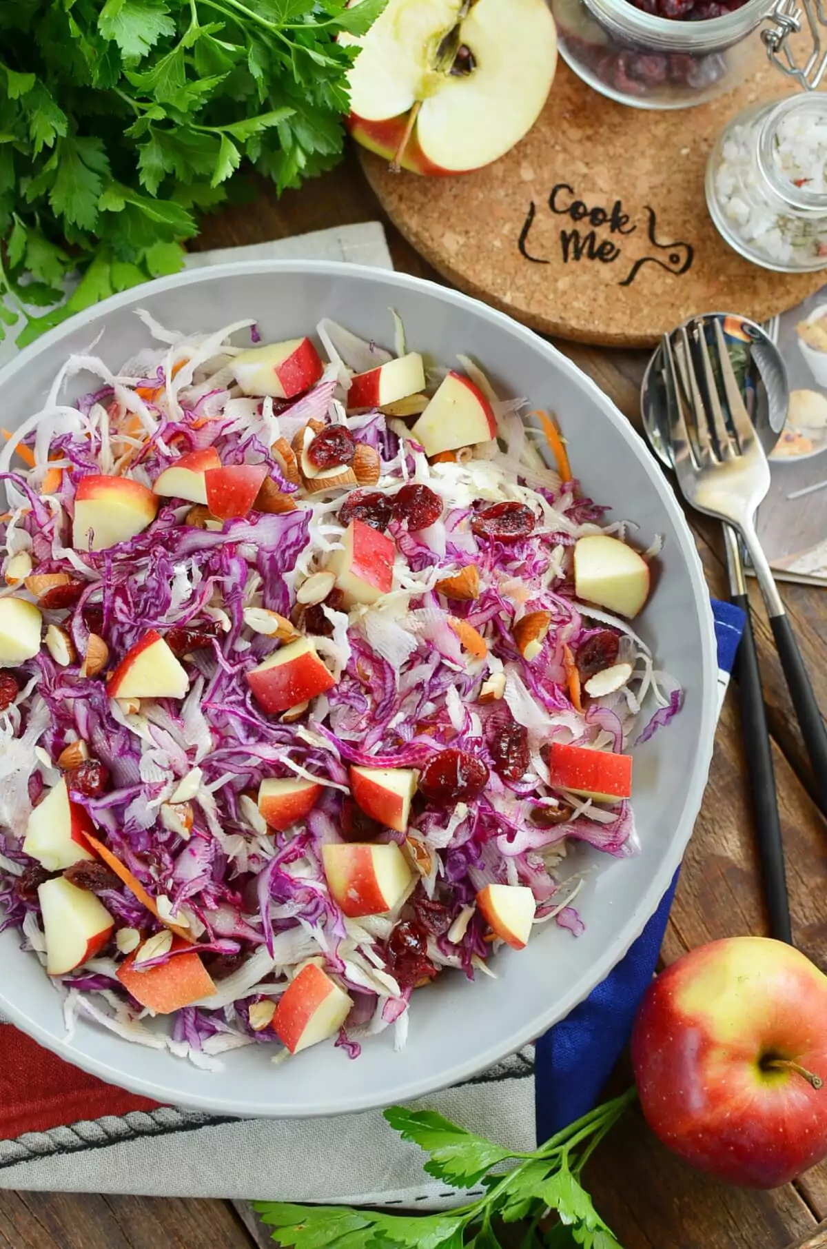 Apple Cranberry Almond Coleslaw Salad