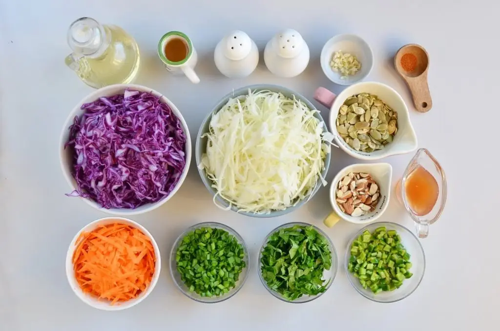 Ingredients for Best Healthy Coleslaw Ever No Mayo