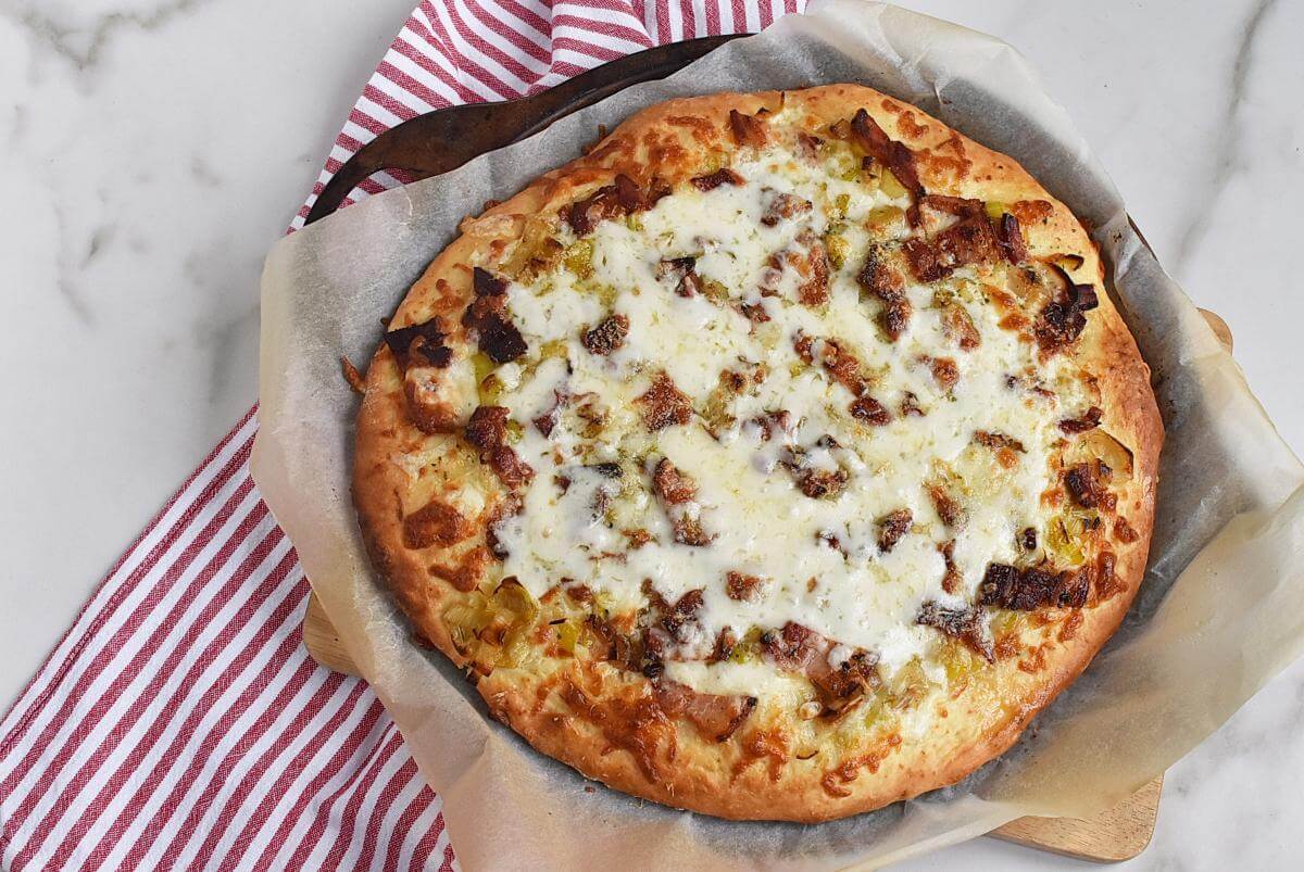 Potato, Leek and Bacon Pizza - Bev Cooks