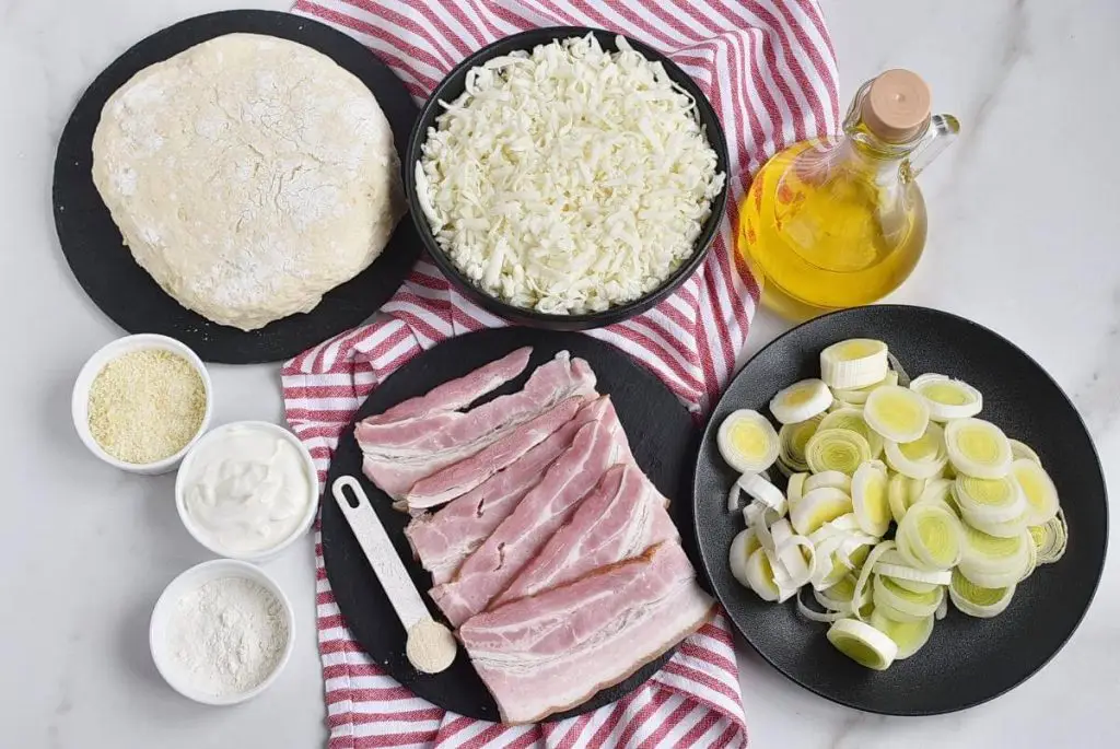 Ingredients for Caramelized-Leek and Bacon Pizza