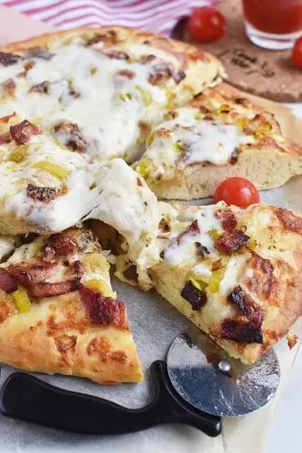 Caramelized-Leek and Bacon Pizza