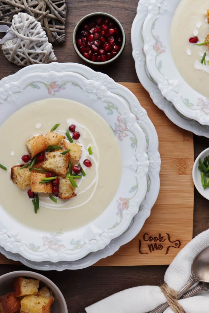Cauliflower Bisque with Brown Butter Croutons