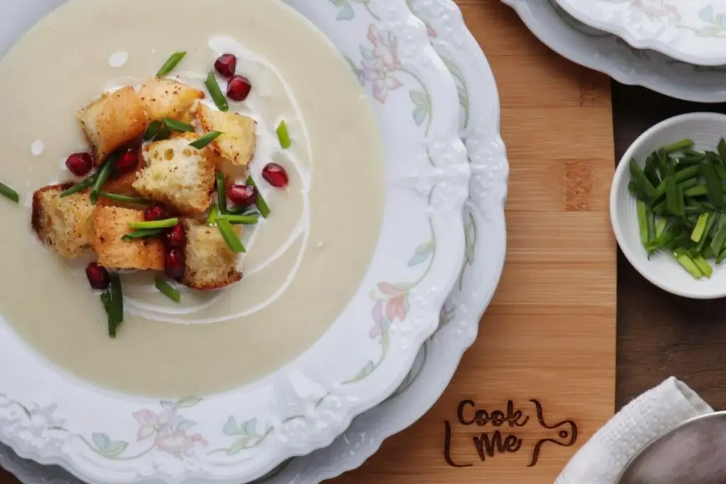 Cauliflower Bisque with Brown Butter Croutons