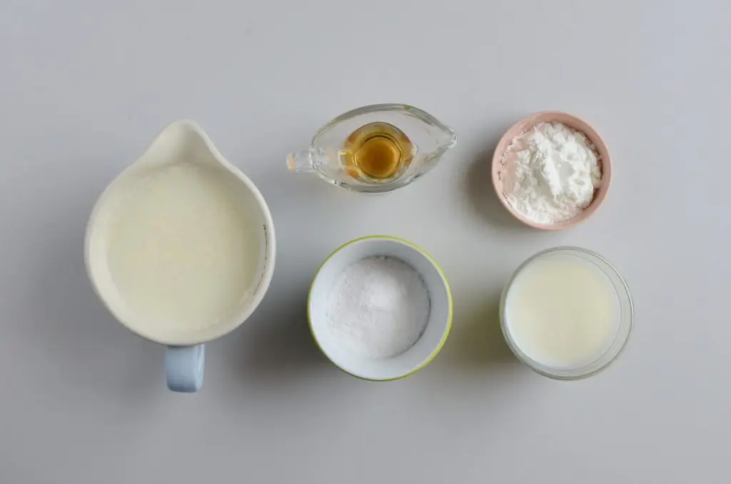 Ingredients for Homemade Eggless Vanilla Custard