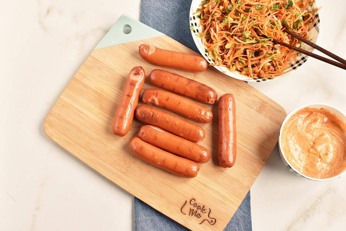 Hot Dogs with Spicy Kimchi Slaw Recipe