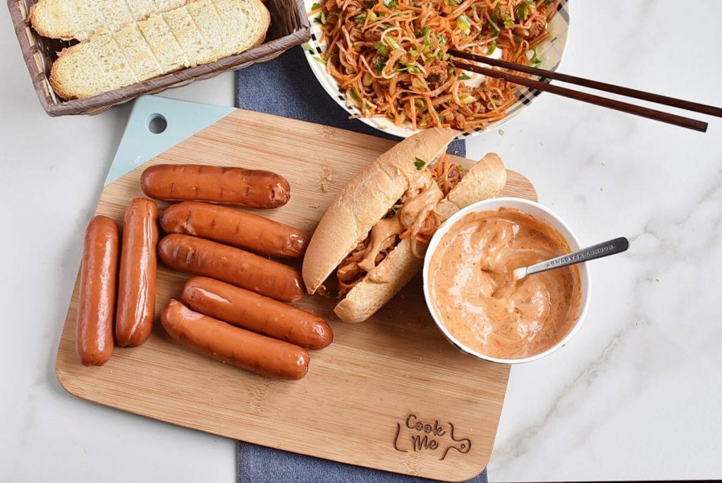 How to serve Hot Dogs with Spicy Kimchi Slaw