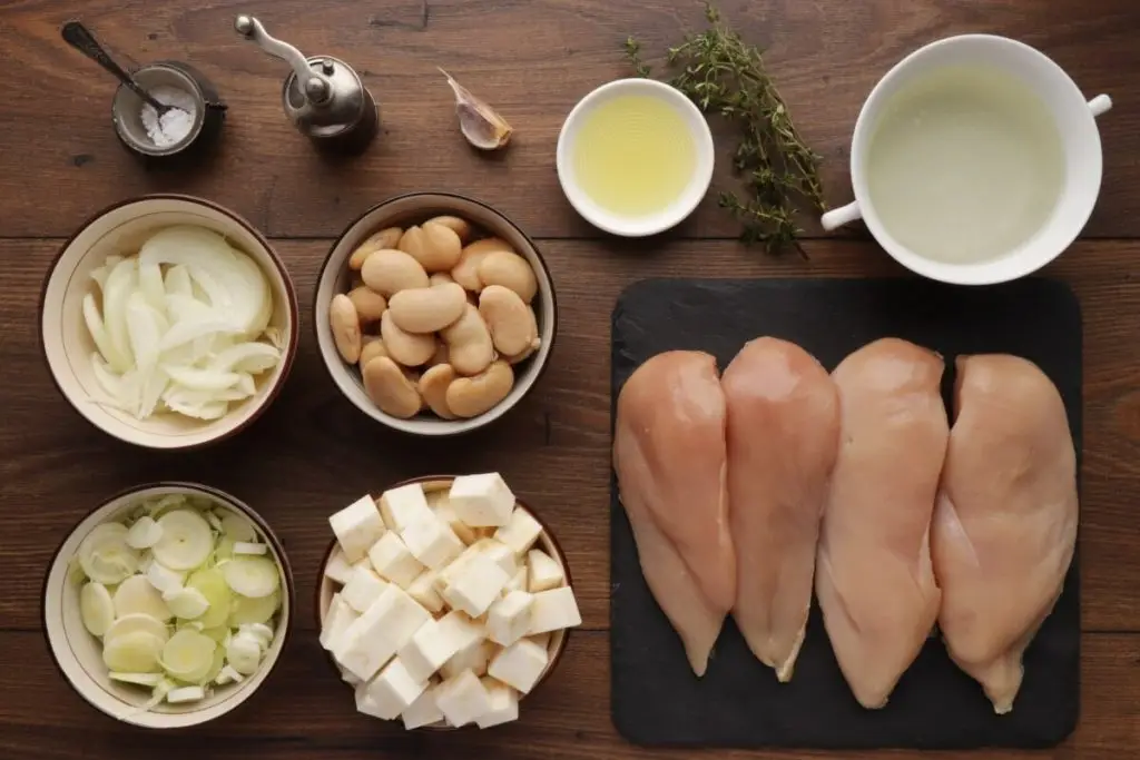 Ingredients for One-Pot Chicken, Leek and Beans