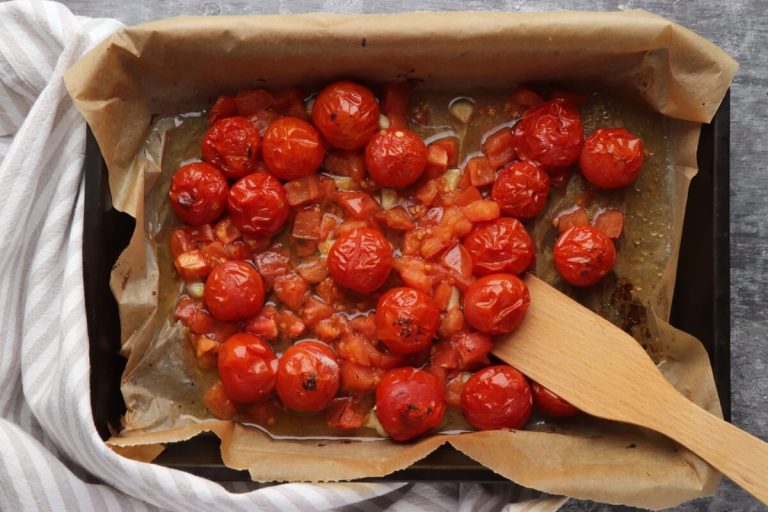 Step 3 - Pasta with Burst Tomatoes and Mascarpone