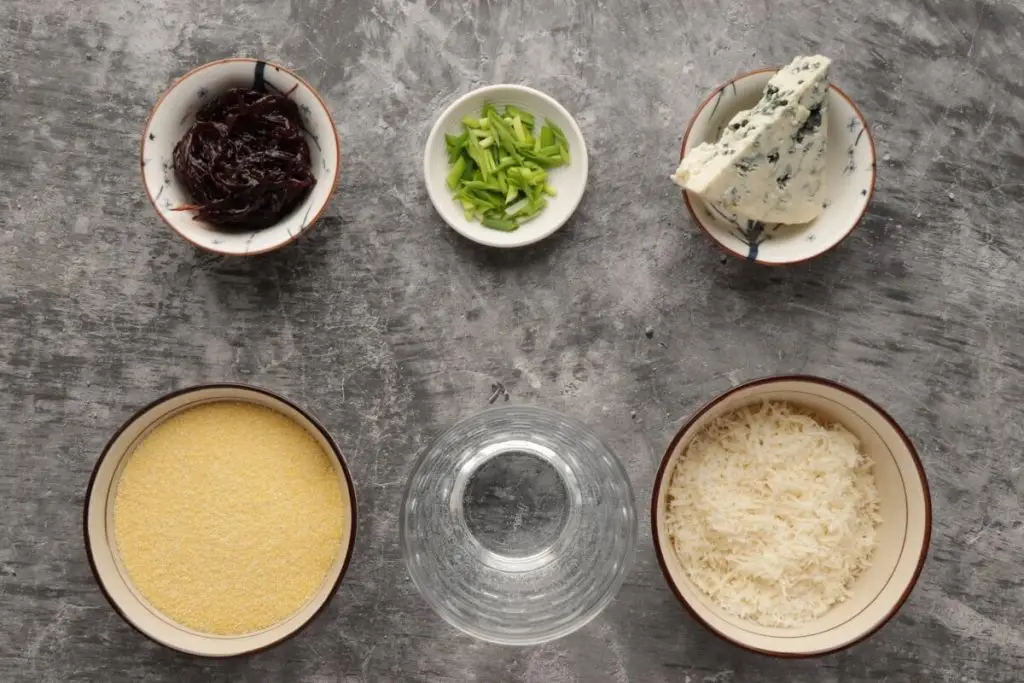 Ingredients for Polenta Bites with Stilton and Red Onion Chutney
