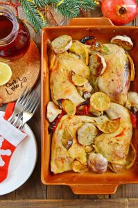 Roast Chicken Legs with Lots of Garlic