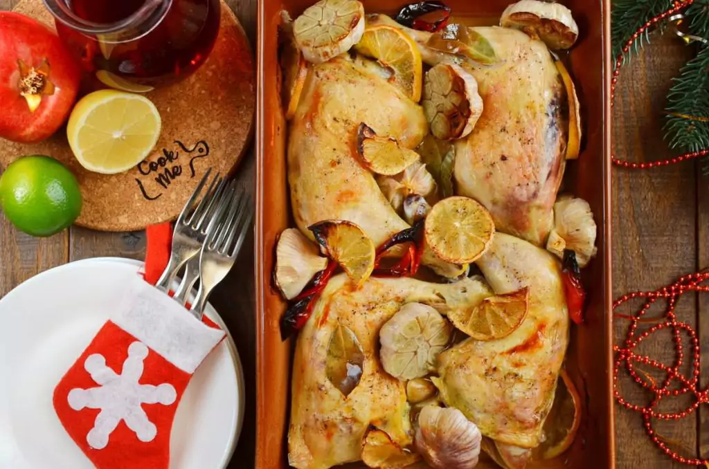 Roast Chicken Legs with Lots of Garlic