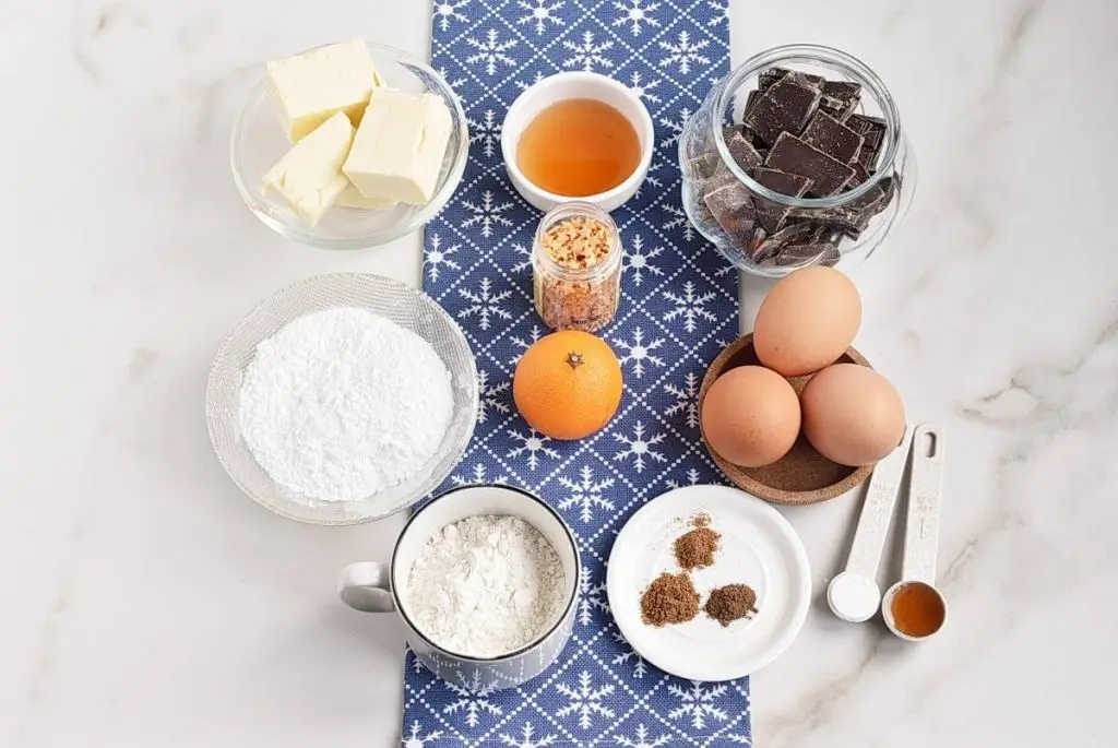 Ingredients for Spiced Christmas Tree Brownies