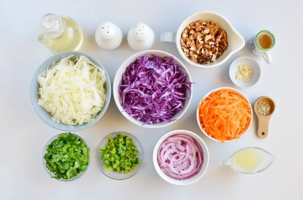 Ingredients for Vegan No Mayo Coleslaw