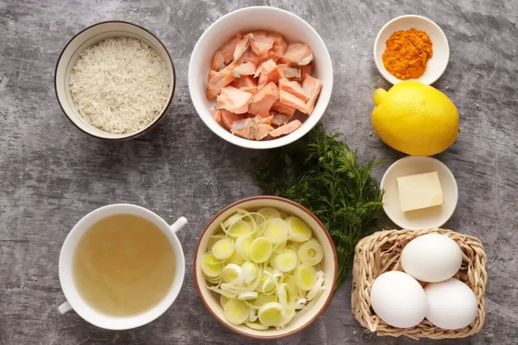Ingredients for Buttery Leek and Smoked Trout Kedgeree