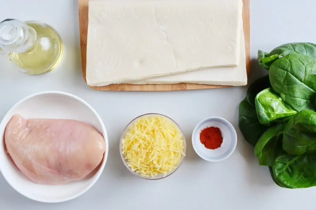 Ingredients for Chicken and Spinach in Puff Pastry