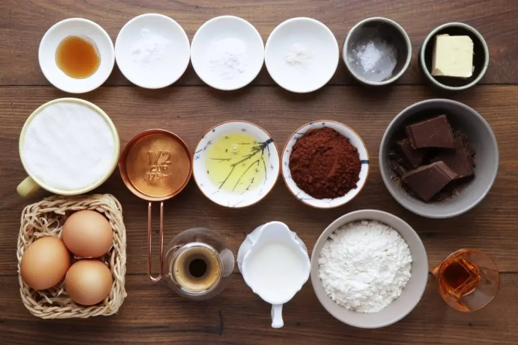 Ingredients for Chocolate Heart Cake