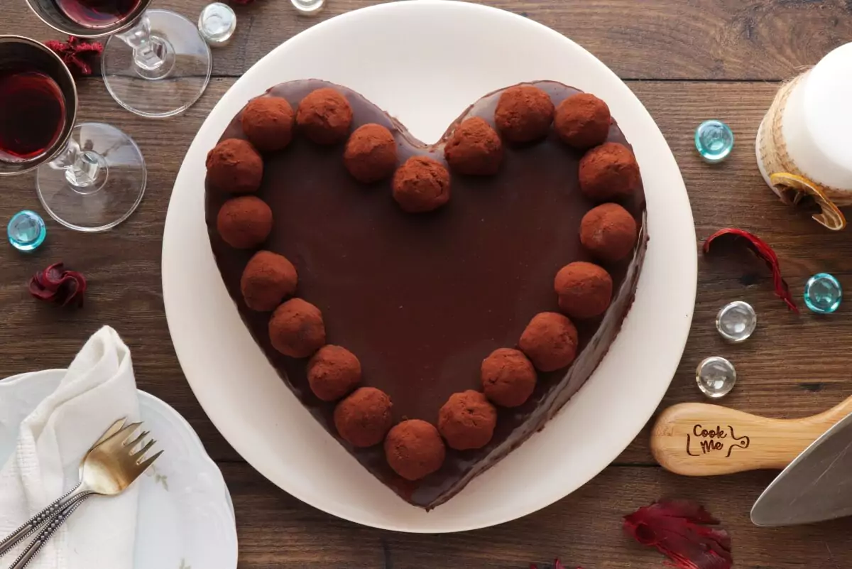 Chocolate Heart Cake Recipe-Chocolate Chiffon Cake-Chocolate Chiffon Cake with Chocolate Ganache Frosting
