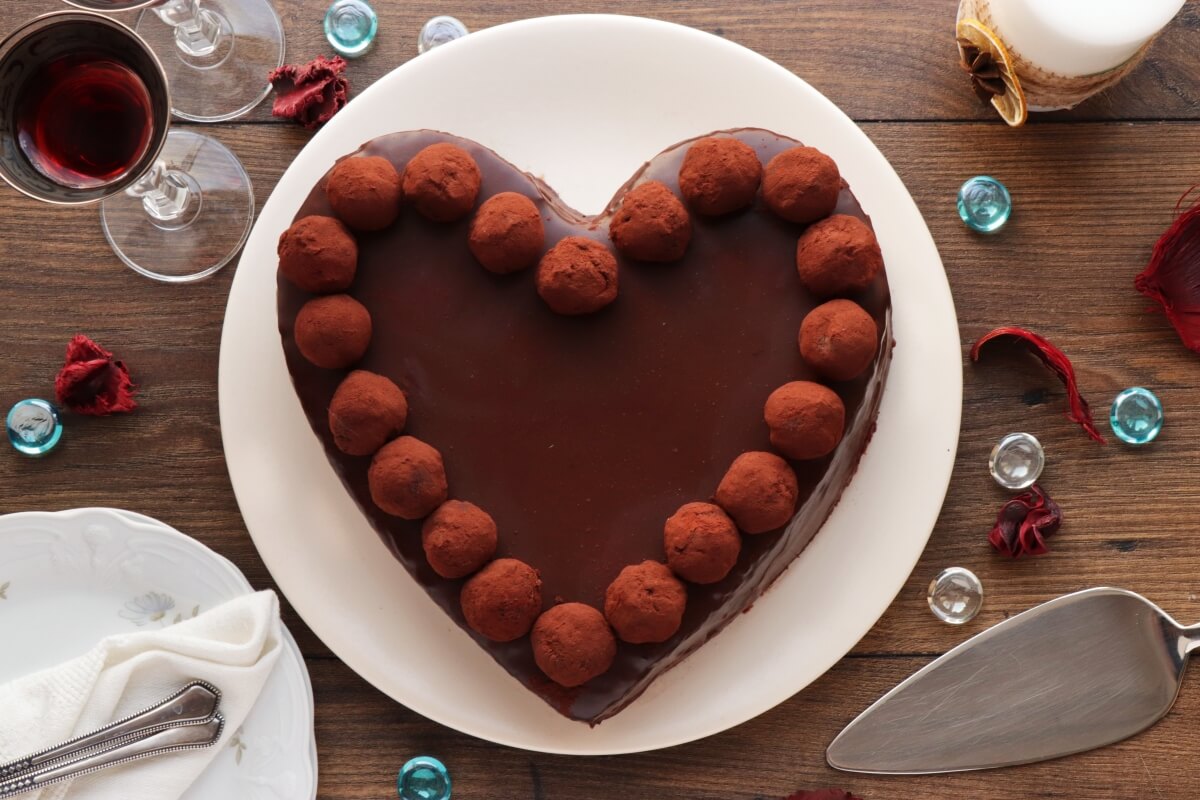 Chocolate Heart Cake Recipe-Chocolate Chiffon Cake-Chocolate Chiffon Cake with Chocolate Ganache Frosting