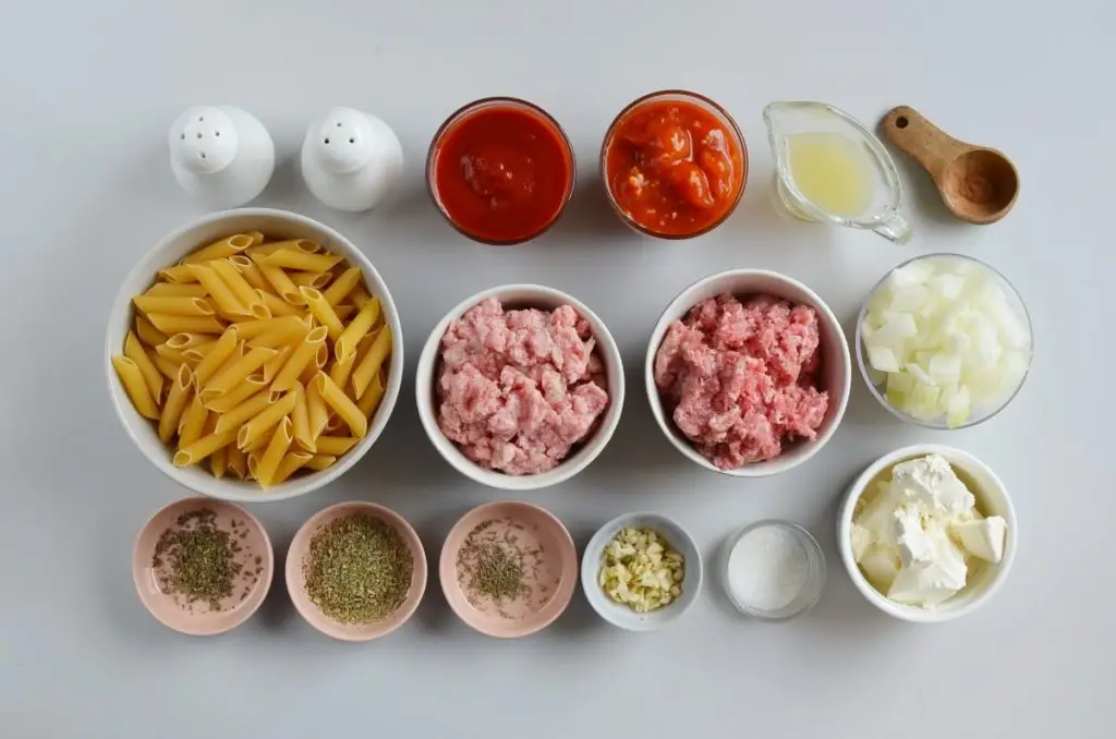 Ingredients for Greek Beef & Lamb Pasta Bake