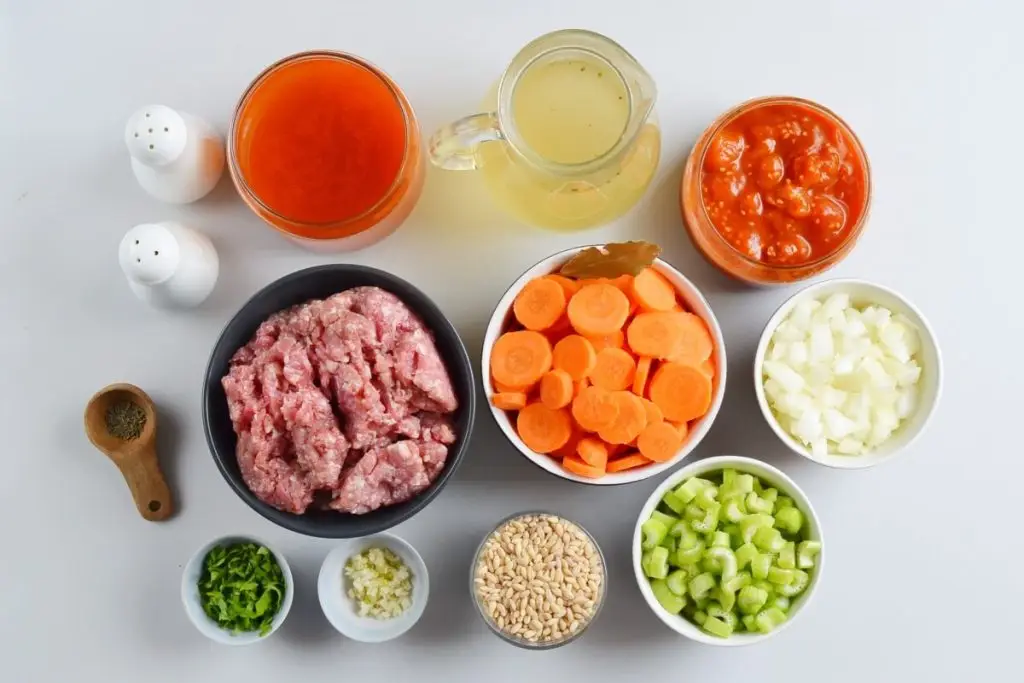 Ingredients for Hearty Hamburger Soup