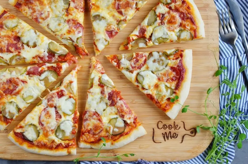 Pepperoni and Sweet Pickle Pizza