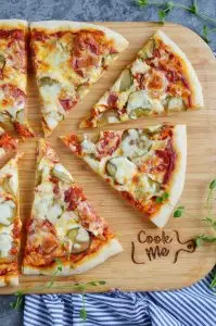 Pepperoni and Sweet Pickle Pizza