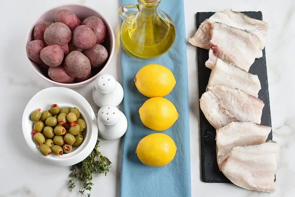 Ingredients for Roasted Cod with Olives and Lemon