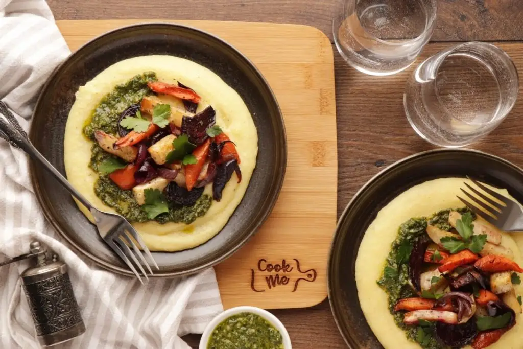 Roasted Root Vegetables with Goat Cheese Polenta