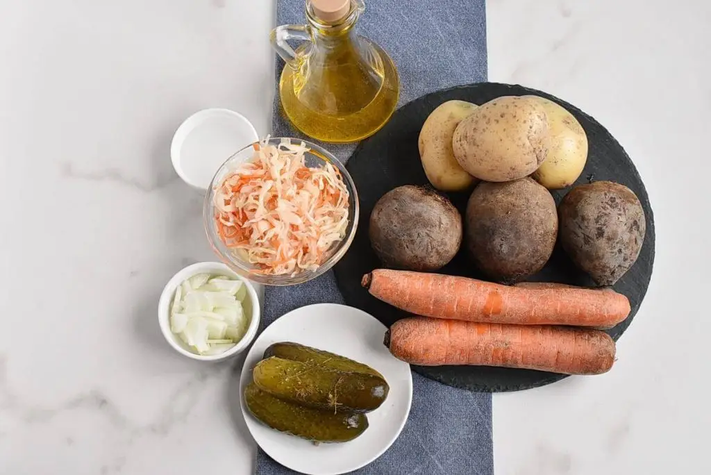 Ingredients for Russian Vinaigrette Salad