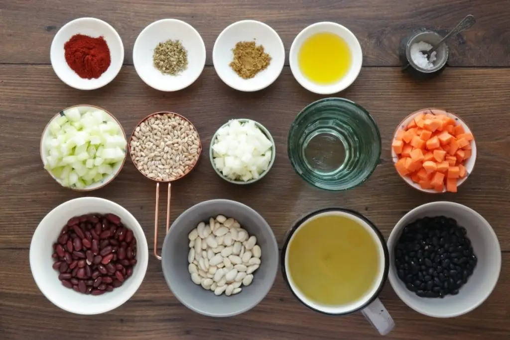 Ingredients for Southwestern Three-Bean and Barley Soup