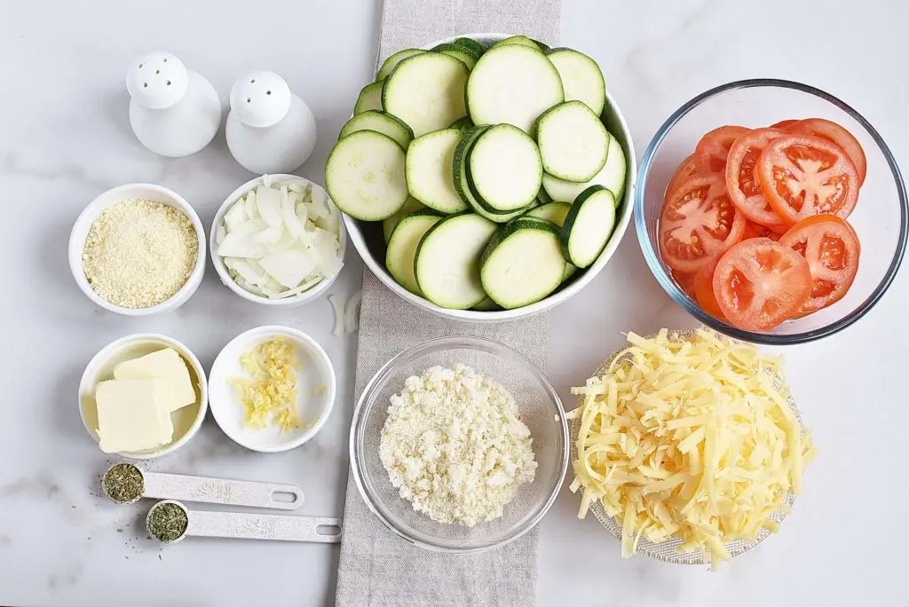 Ingredients for Tomato Zucchini Casserole