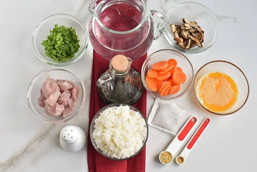 Ingredients for Zosui – Japanese Rice Soup