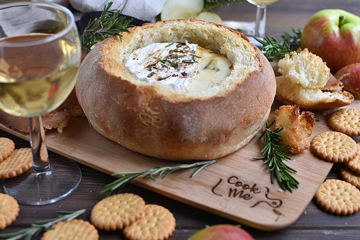 Baked Brie in a Sourdough Bread Bowl [with honey & thyme] - The