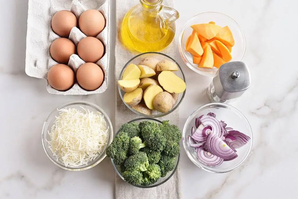 Ingredients for Baked Eggs with Roasted Vegetables