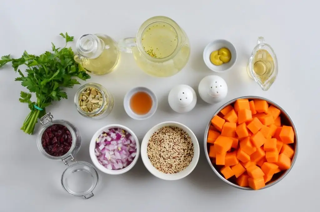 Ingredients for Butternut Squash Quinoa Salad with Pumpkin Seeds