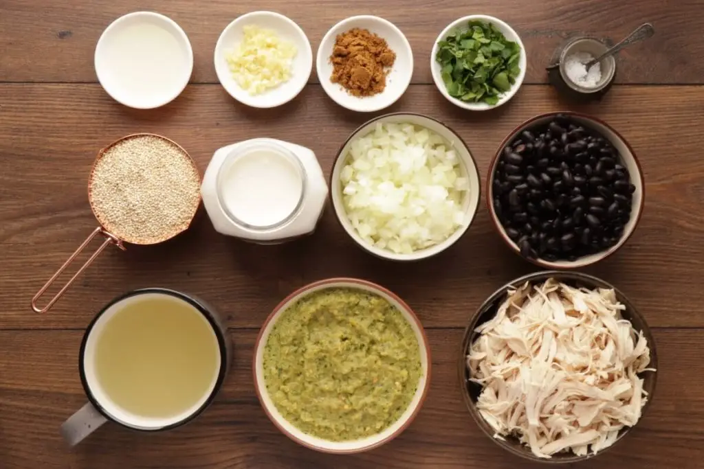 Ingredients for Chicken, Quinoa, and Black Bean Chili Verde