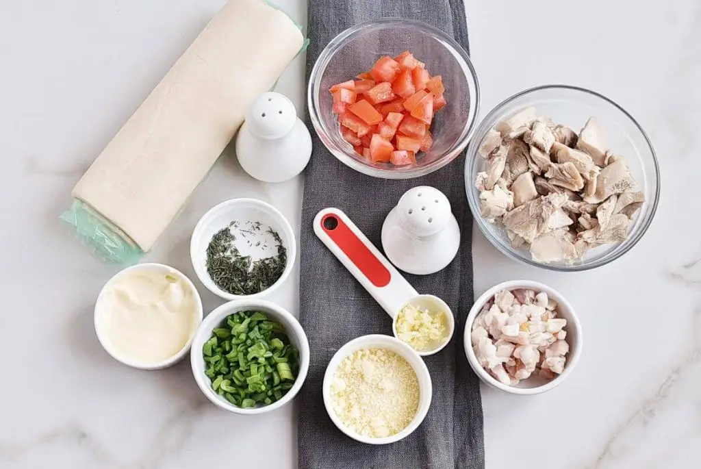 Ingredients for Chicken and Bacon Puffs