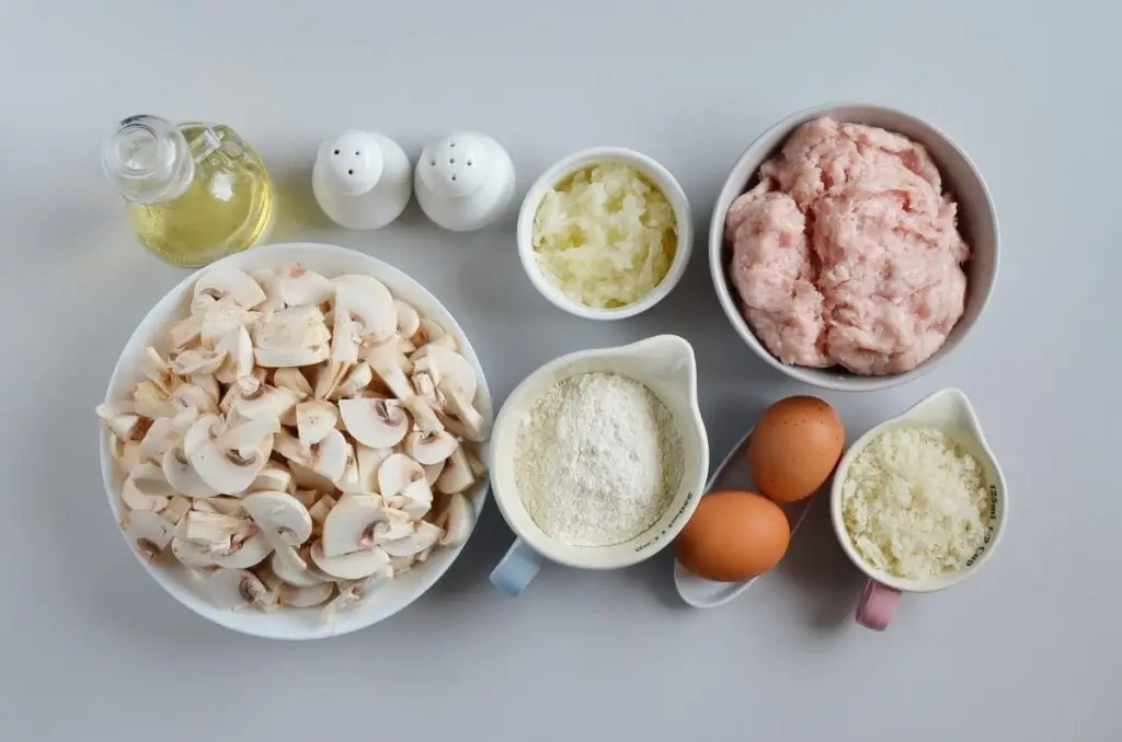 Ingredients for Chicken and Mushroom Patties (Russian Kotlety)