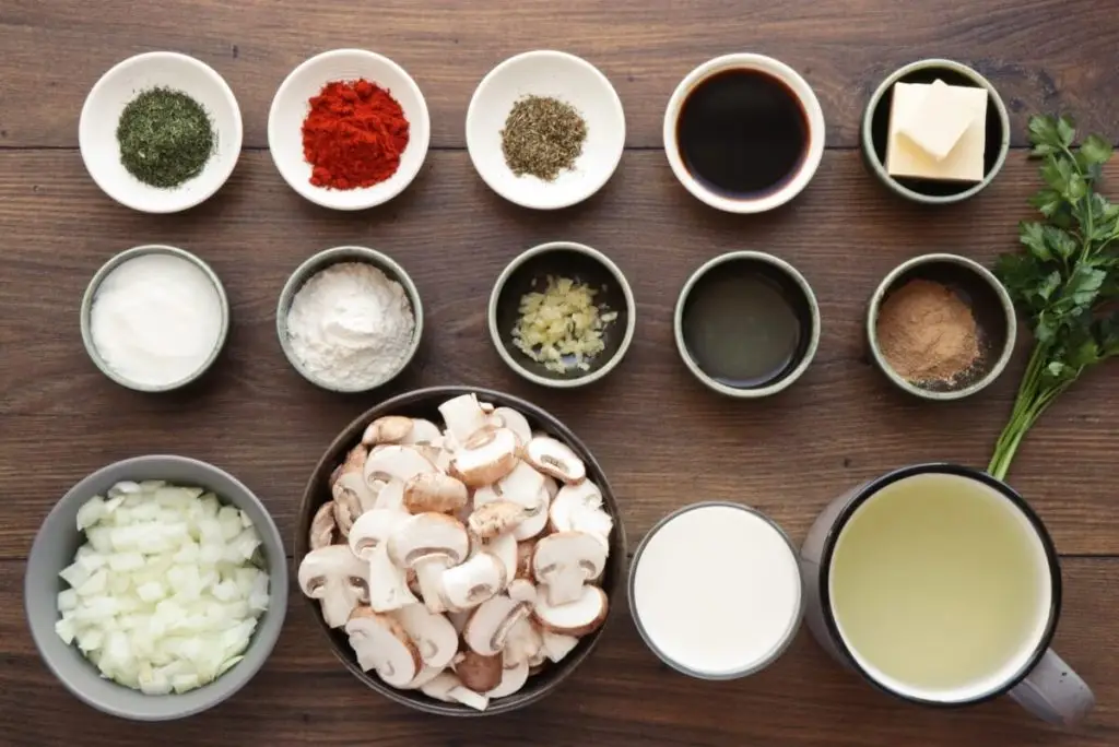 Ingredients for Creamy Hungarian Mushroom Soup