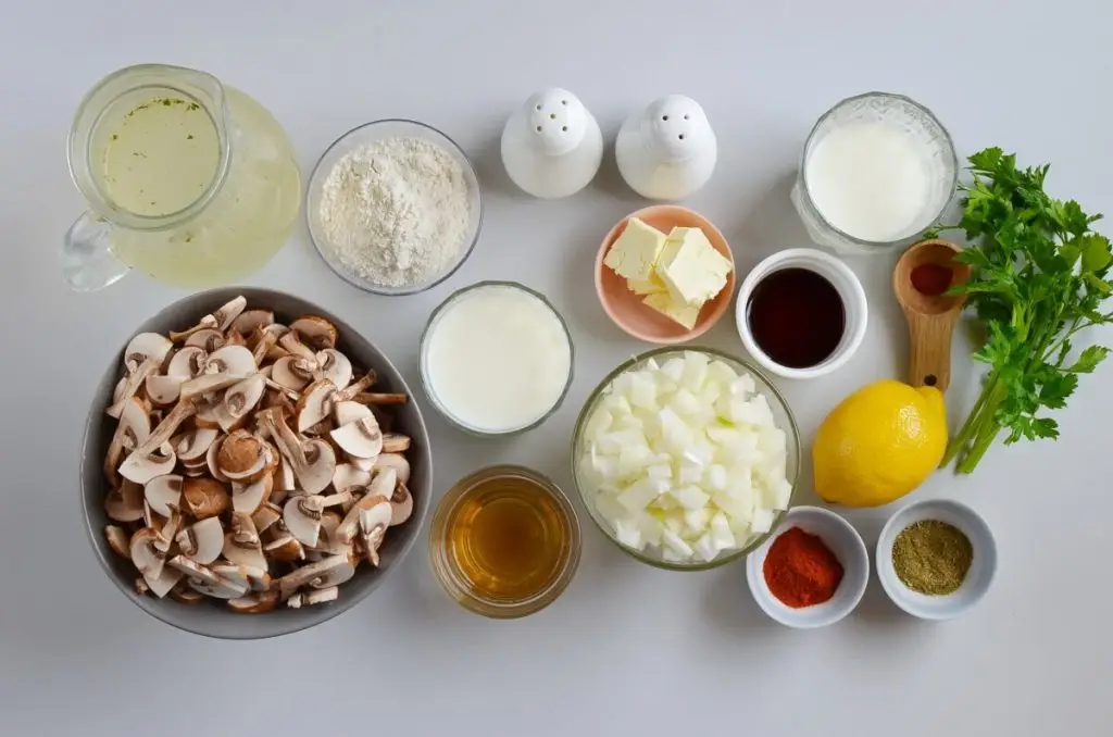 Ingredients for Creamy Vegan Hungarian Mushroom Soup