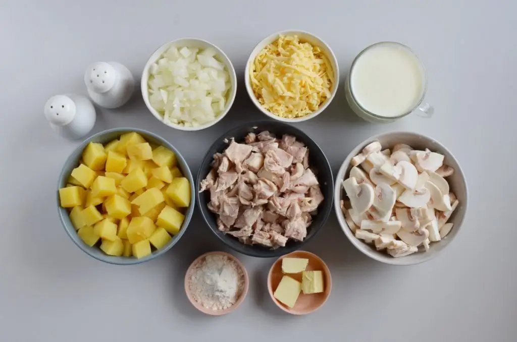Ingredients for Easy Leftover Chicken and Potato Casserole