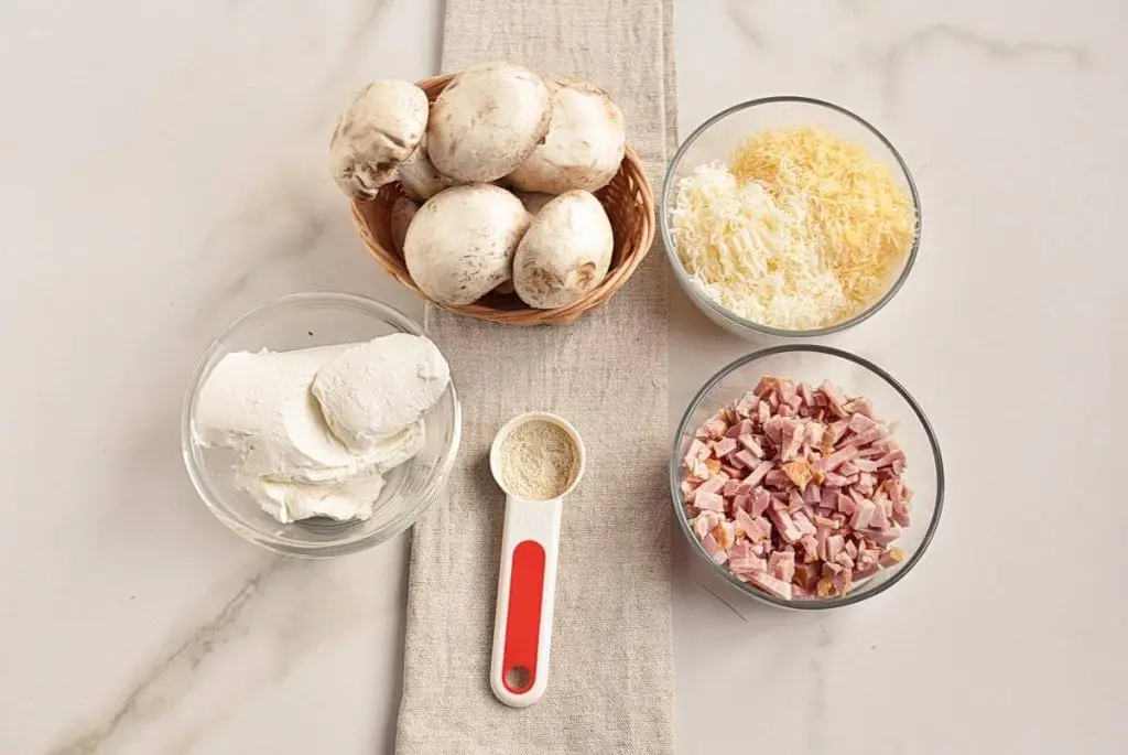 Ingredients for Ham & Cheese Stuffed Mushrooms