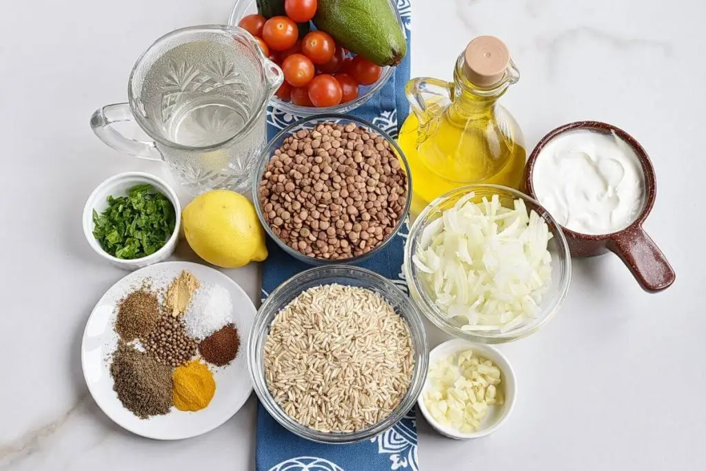 Ingredients for Instant Pot Mujadara
