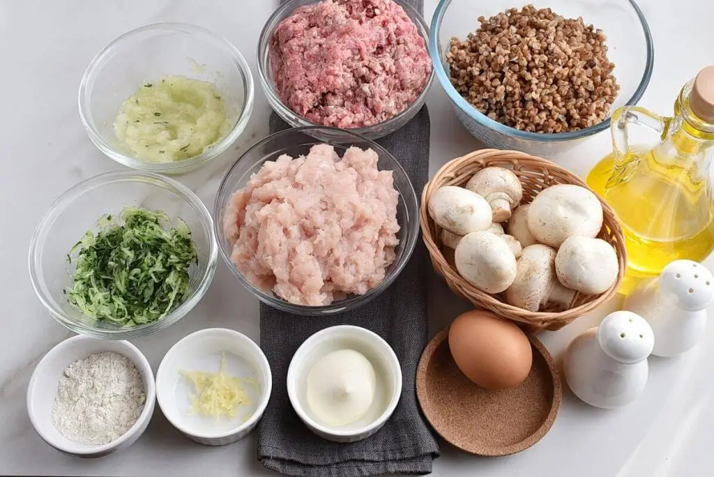 Ingredients for Lean Turkey Kotlety with Mushroom Filling