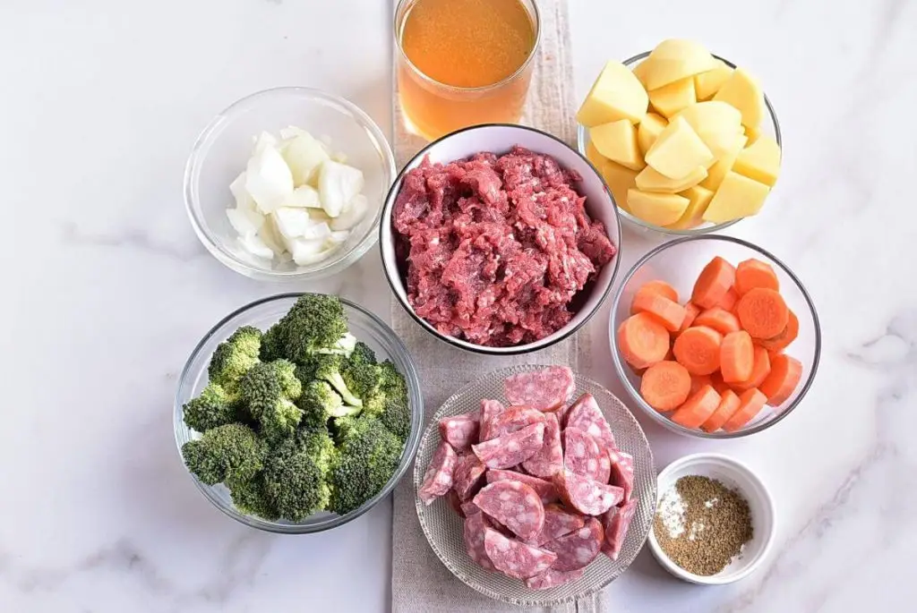 Ingredients for Meatballs Sausage Broccoli Dinner