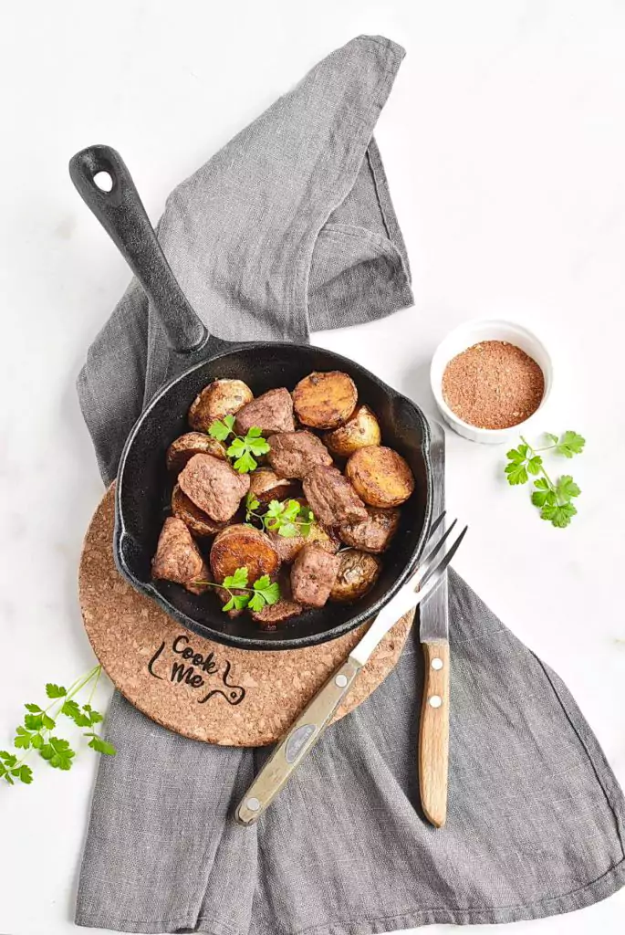 One Skillet Smoky Steak and Potatoes